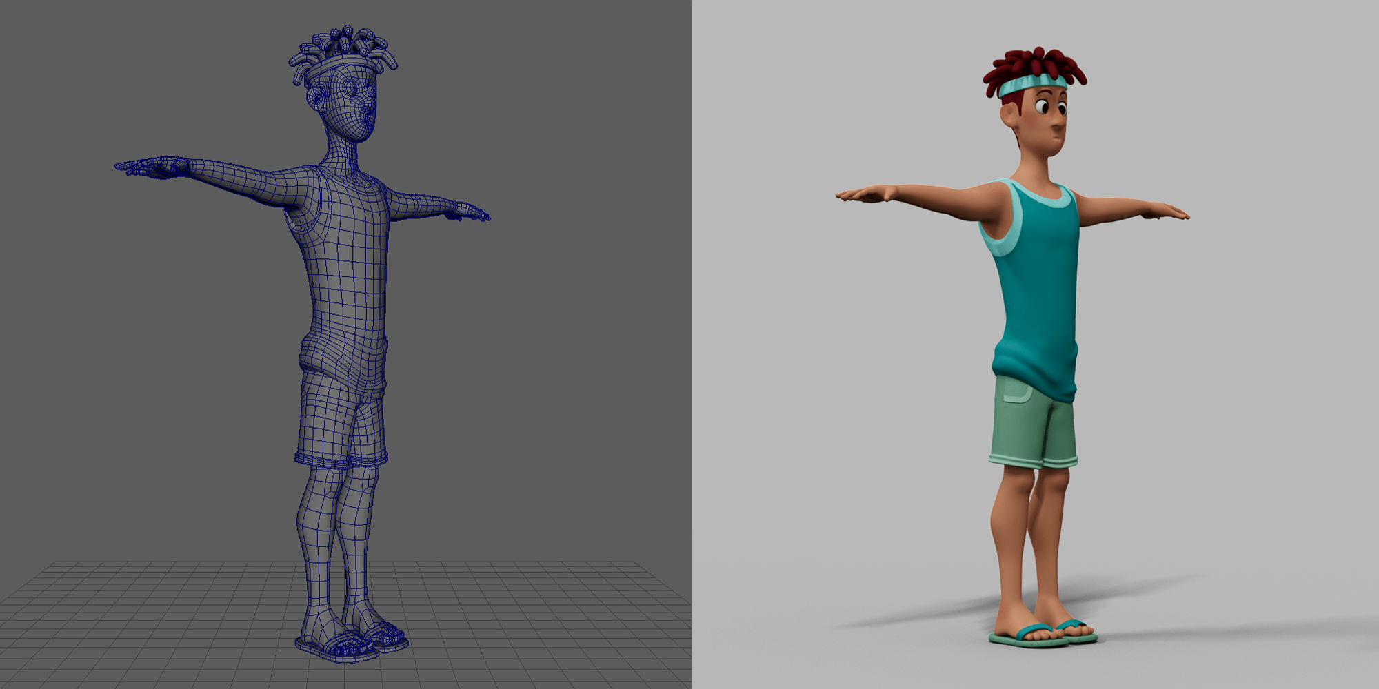 character 45 degree view render