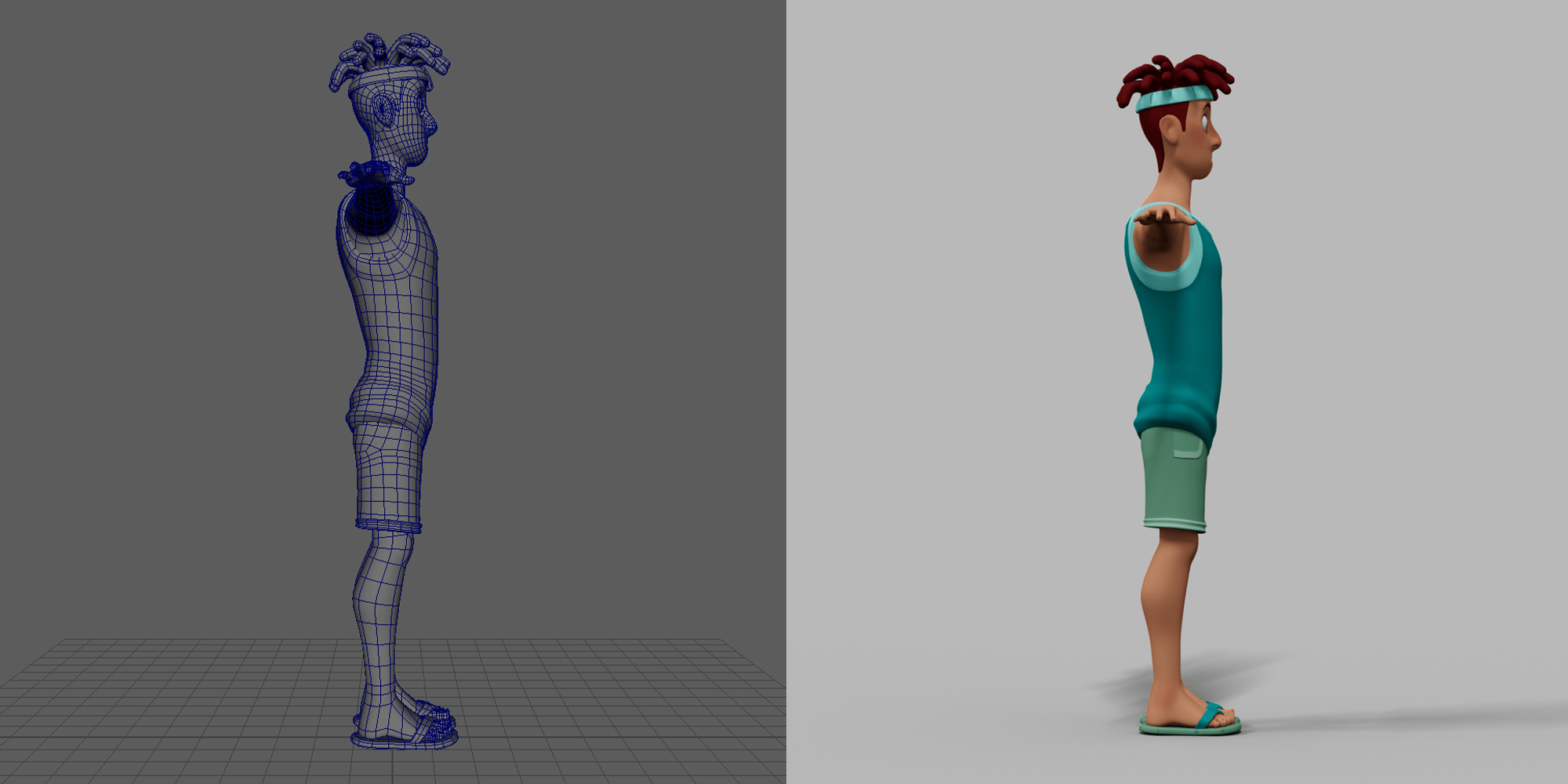 character 90 degree view render