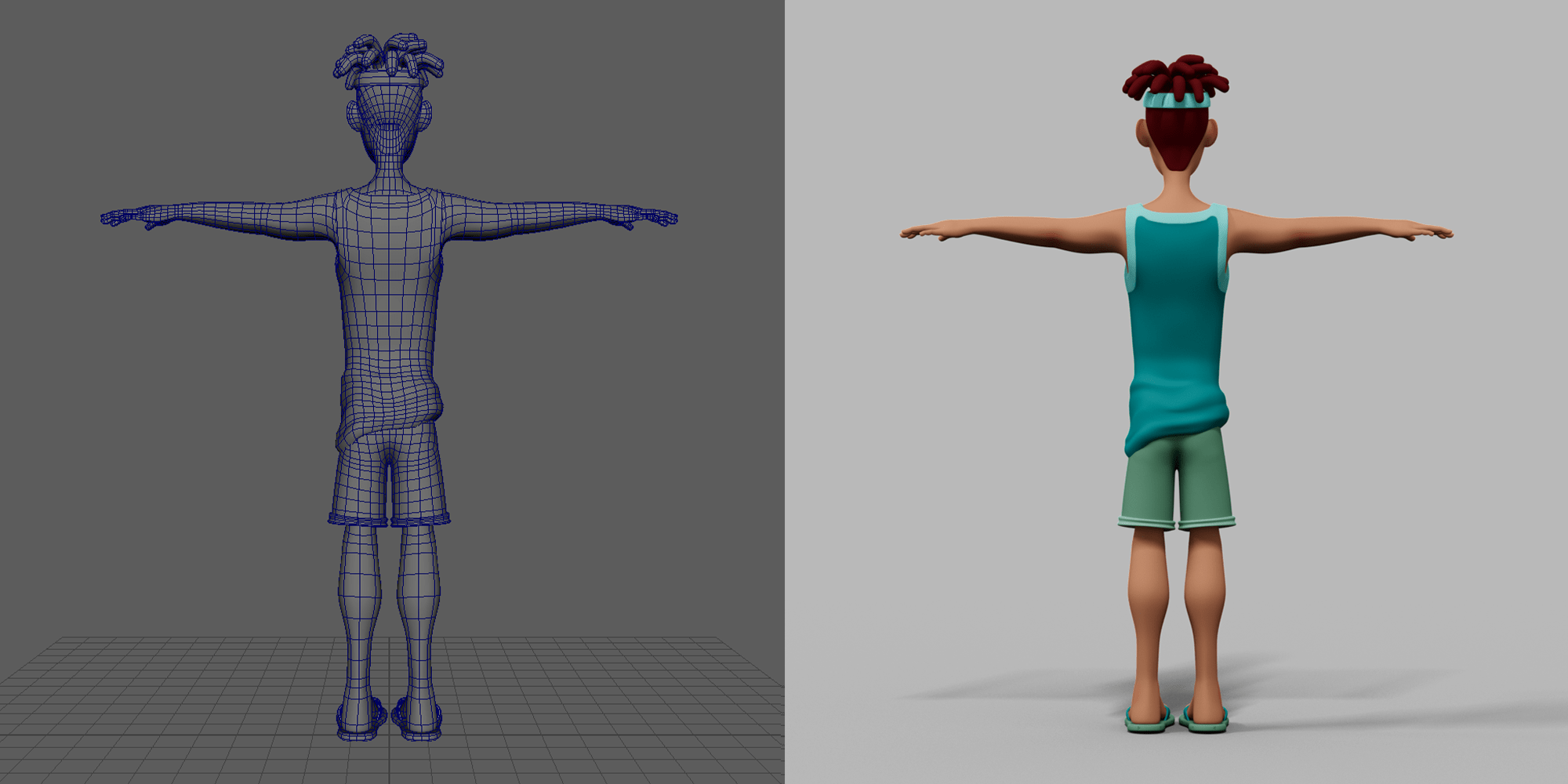 character back view render