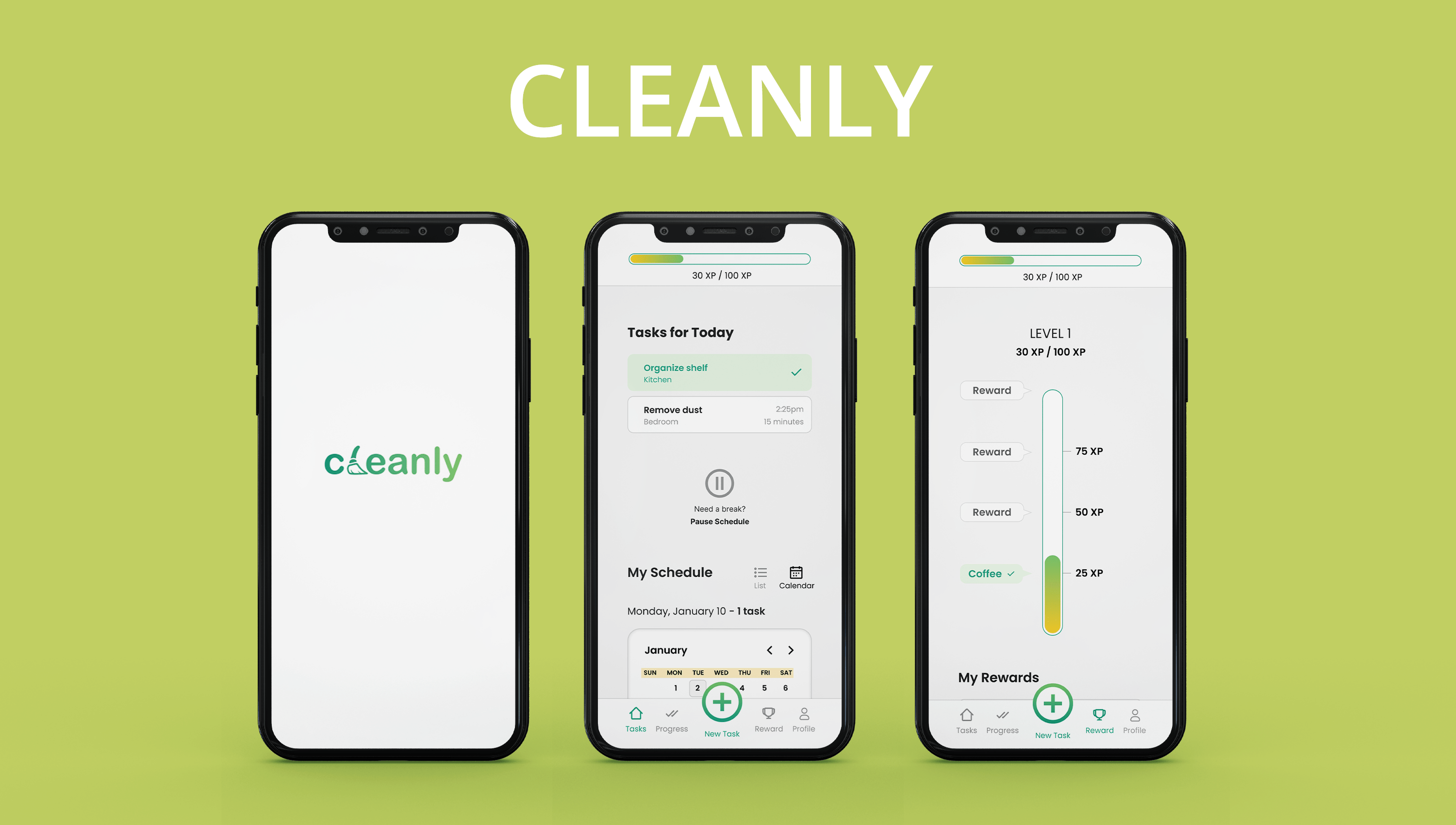 image of the cleanly app mockups